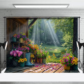 Aperturee - Aperturee Sunlights Floral Cabin Spring Photography Backdrop