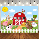 Aperturee - Aperturee Sunny Day Sky Farm Animals Happy Birthday Backdrop