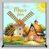 Aperturee - Aperturee Sunny Windmill Farm Fresh Custom Birthday Backdrop