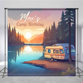 Aperturee - Aperturee Sunrise Camping Lake Side Custom Birthday Backdrop