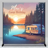 Aperturee - Aperturee Sunrise Camping Lake Side Custom Birthday Backdrop