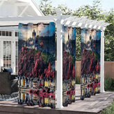 Aperturee - Aperturee Sunrise City View Waterproof Printed Outdoor Curtains