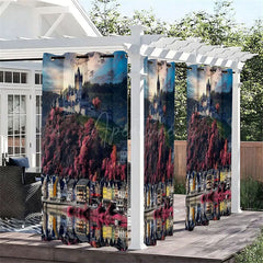 Aperturee - Aperturee Sunrise City View Waterproof Printed Outdoor Curtains