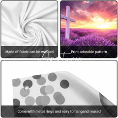 Aperturee - Aperturee Sunrise Purple Floral Cross Easter Garage Door Banner