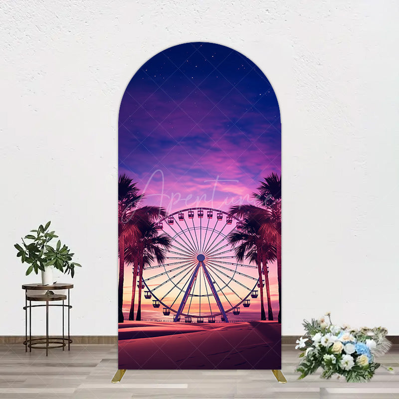 Aperturee - Aperturee Sunset Ferris Wheel Beach Babychella Arch Backdrop