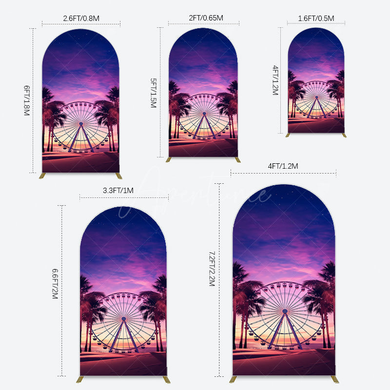 Aperturee - Aperturee Sunset Ferris Wheel Beach Babychella Arch Backdrop