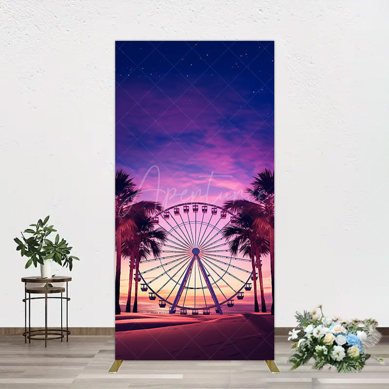 Aperturee - Aperturee Sunset Ferris Wheel Beach Babychella Rectangle Backdrop