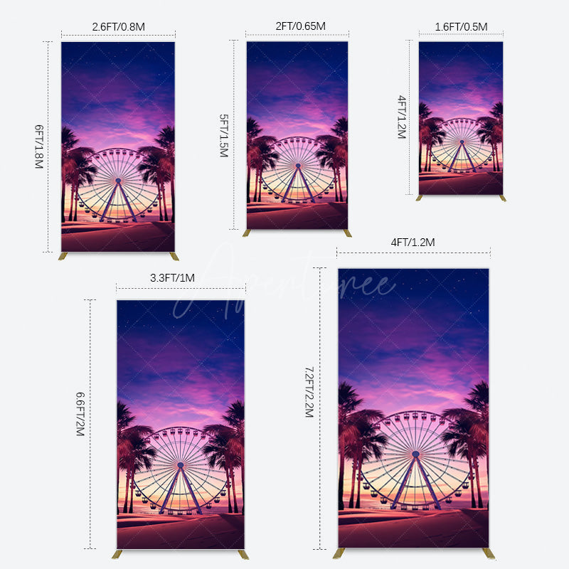 Aperturee - Aperturee Sunset Ferris Wheel Beach Babychella Rectangle Backdrop