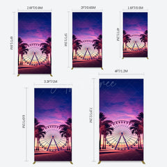 Aperturee - Aperturee Sunset Ferris Wheel Beach Babychella Rectangle Backdrop