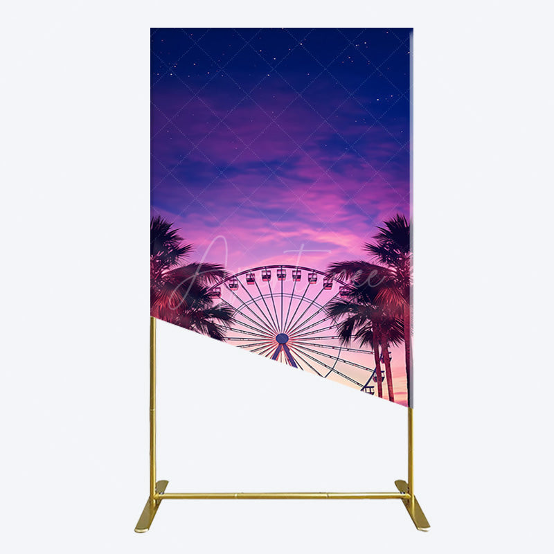Aperturee - Aperturee Sunset Ferris Wheel Beach Babychella Rectangle Backdrop