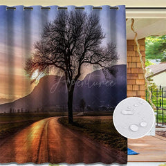 Aperturee - Aperturee Sunset Landscape Waterproof Printed Outdoor Curtains For Gazebo