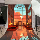 Aperturee - Aperturee Sunset Modern Living Room Window Sweep Photo Backdrop