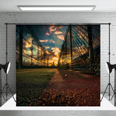 Aperturee - Aperturee Sunset Sky Baseball Field Sports Photography Backdrop