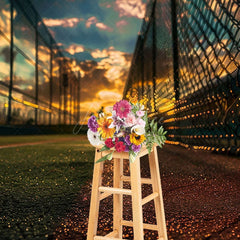 Aperturee - Aperturee Sunset Sky Baseball Field Sports Photography Backdrop
