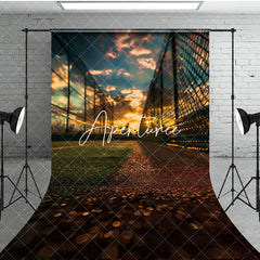 Aperturee - Aperturee Sunset Sky Baseball Field Sports Sweep Photo Backdrop