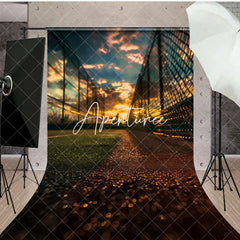 Aperturee - Aperturee Sunset Sky Baseball Field Sports Sweep Photo Backdrop