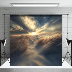 Aperturee - Aperturee Sunset Sky Beach Dusk Wheat Field Photo Backdrop