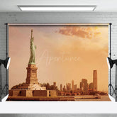 Aperturee - Aperturee Sunset View Of The Statue Of Liberty Photo Backdrop