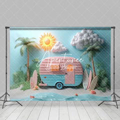 Aperturee - Aperturee Sunshine Beach Coconut Tree Truck Summer Backdrop