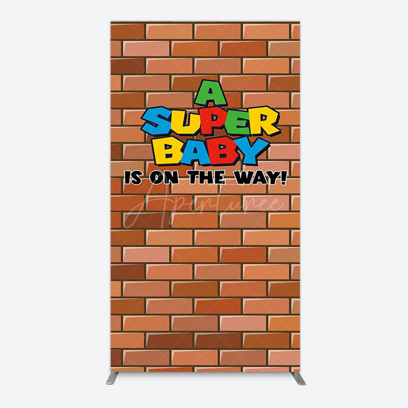 Aperturee - Aperturee Super Bricks Wall Cartoon Baby Shower Rectangle Backdrop