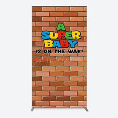 Aperturee - Aperturee Super Bricks Wall Cartoon Baby Shower Rectangle Backdrop