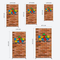 Aperturee - Aperturee Super Bricks Wall Cartoon Baby Shower Rectangle Backdrop