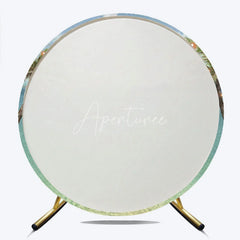 Aperturee - Aperturee Sweet 16 Party Tropical Beach Round Backdrop Palm Trees and String Lights Decor