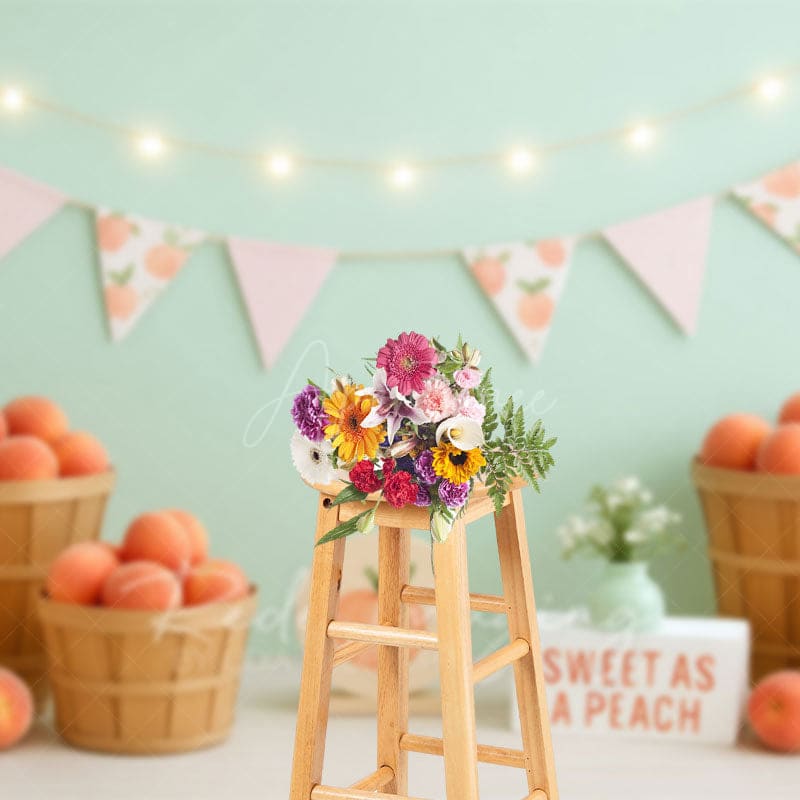 Aperturee - Aperturee Sweet As A Peach Fresh Photo Cake Smash Backdrop