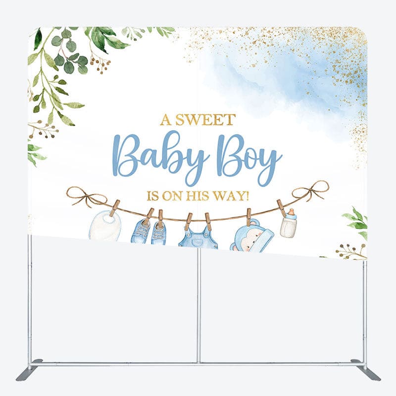 Aperturee - Aperturee Sweet Baby Boy Plant Gender Reveal Square Backdrop