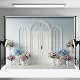 Aperturee - Aperturee Sweet Baby Light Blue And Floral Wedding Backdrop