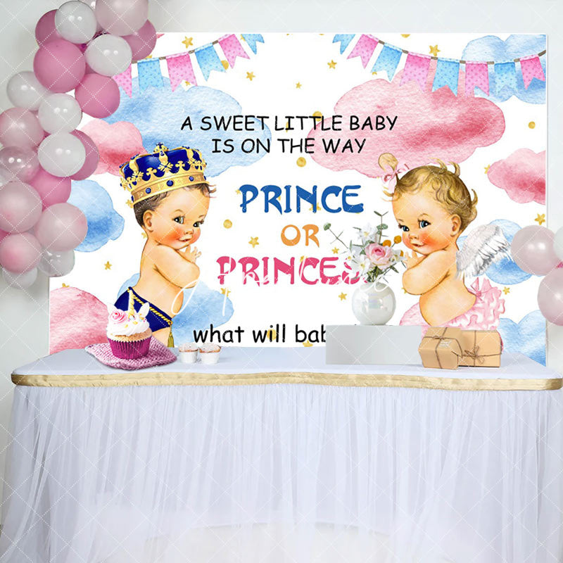 Aperturee - Aperturee Sweet Baby Pink Blue Cloud Gender Reveal Backdrop