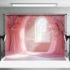 Aperturee - Aperturee Sweet Baby Pink Floral Arch Window Wedding Backdrop