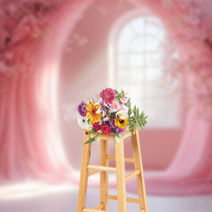 Aperturee - Aperturee Sweet Baby Pink Floral Arch Window Wedding Backdrop