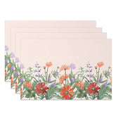 Aperturee - Aperturee Sweet Baby Pink Floral Placemats Set of 4 for Spring Baby Shower and Girls Birthday Party Table Decor