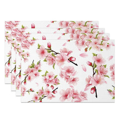 Aperturee - Aperturee Sweet Baby Pink Peach Blossom Set of 4 Placemats