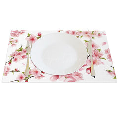 Aperturee - Aperturee Sweet Baby Pink Peach Blossom Set of 4 Placemats