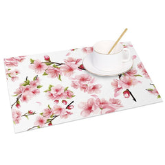 Aperturee - Aperturee Sweet Baby Pink Peach Blossom Set of 4 Placemats