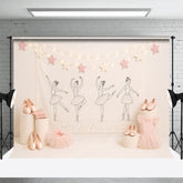 Aperturee - Aperturee Sweet Ballerina Pink Star Lights Cake Smash Backdrop