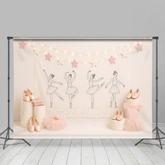 Aperturee - Aperturee Sweet Ballerina Pink Star Lights Cake Smash Backdrop