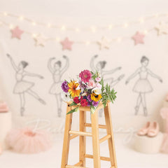 Aperturee - Aperturee Sweet Ballerina Pink Star Lights Cake Smash Backdrop