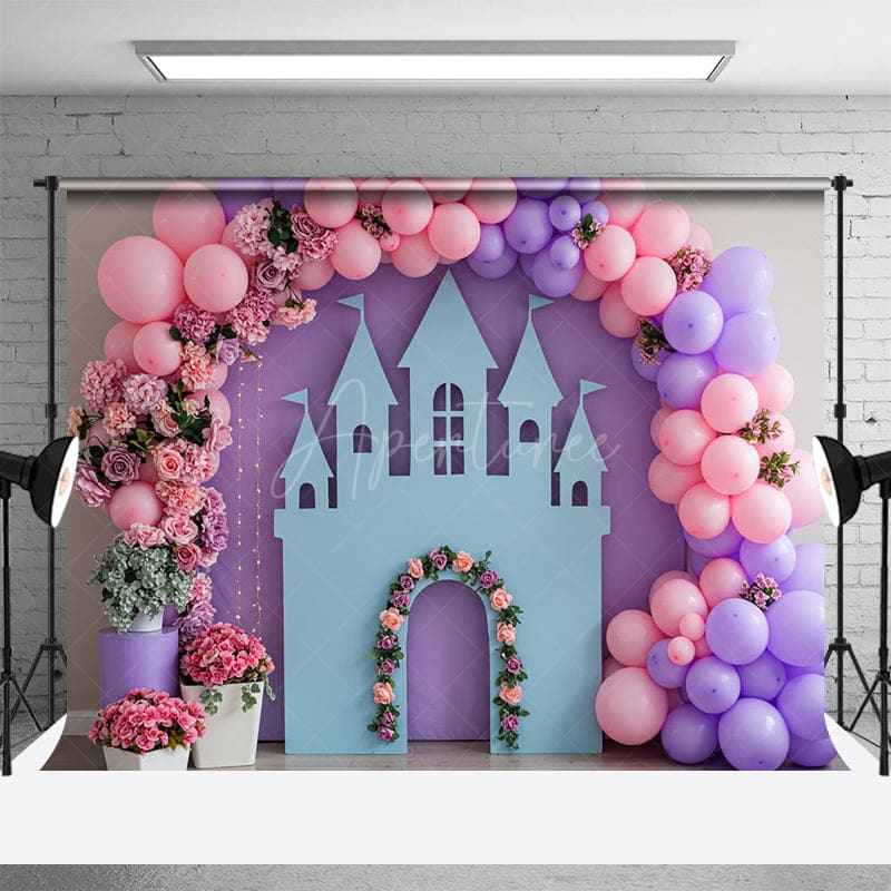 Aperturee - Aperturee Sweet Balloon Castle Silhouette Wedding Backdrop