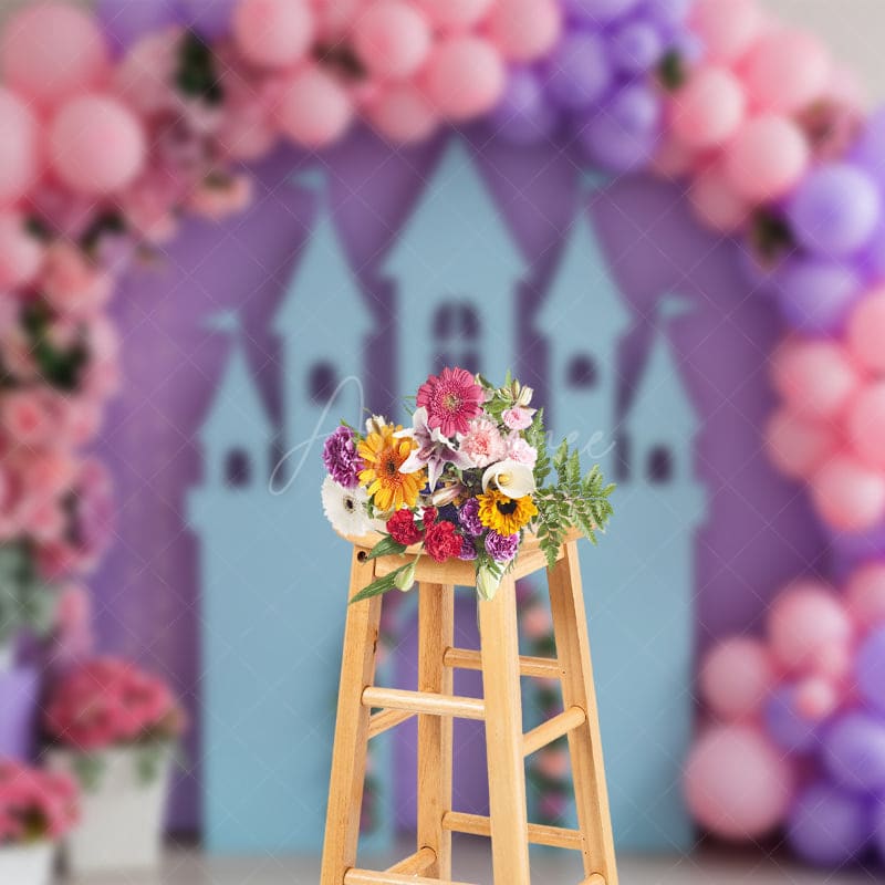 Aperturee - Aperturee Sweet Balloon Castle Silhouette Wedding Backdrop