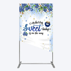 Aperturee - Aperturee Sweet Berry Floral Lovely Baby Shower Rectangle Backdrop