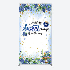 Aperturee - Aperturee Sweet Berry Floral Lovely Baby Shower Rectangle Backdrop