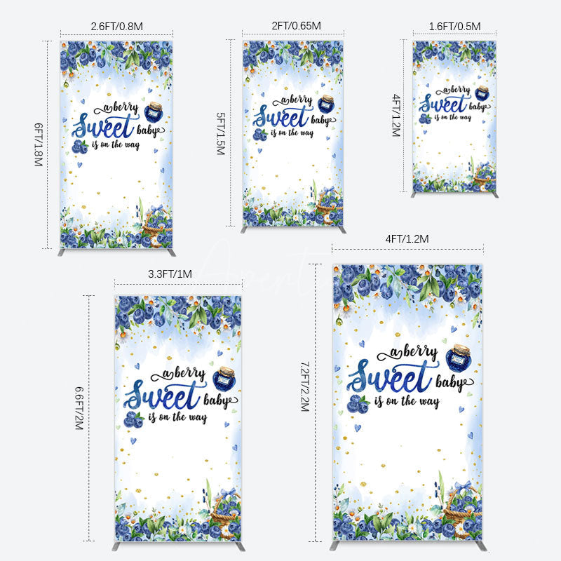 Aperturee - Aperturee Sweet Berry Floral Lovely Baby Shower Rectangle Backdrop