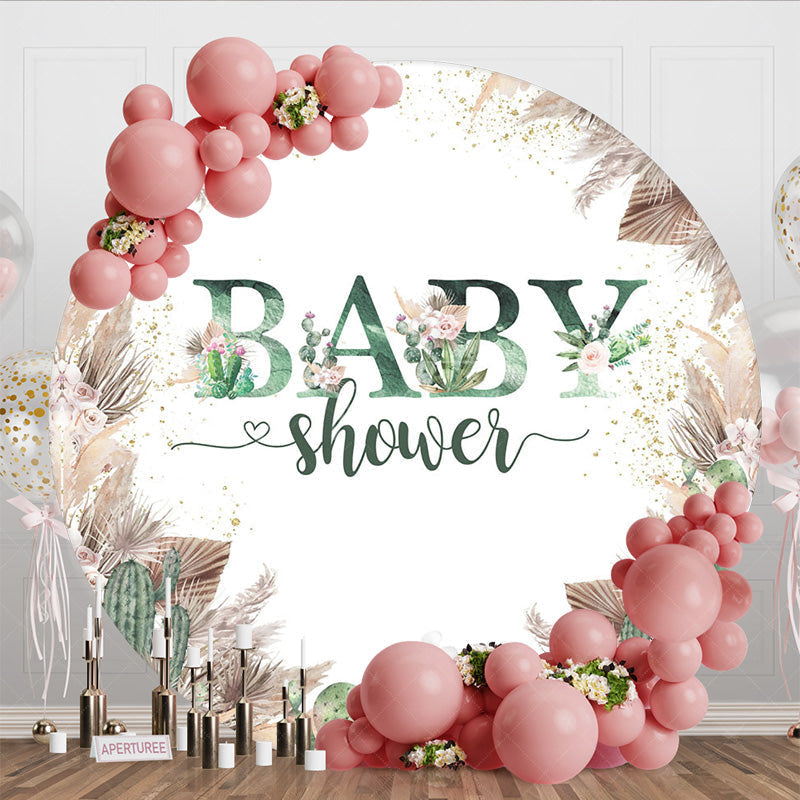 Aperturee - Aperturee Sweet Boho Floral Elegant Round Baby Shower Backdrop