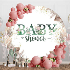 Aperturee - Aperturee Sweet Boho Floral Elegant Round Baby Shower Backdrop