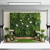 Aperturee - Aperturee Sweet Boho Grass Board Fresh Cute Wedding Backdrop