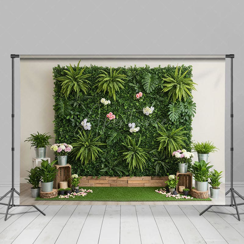 Aperturee - Aperturee Sweet Boho Grass Board Fresh Cute Wedding Backdrop