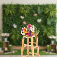 Aperturee - Aperturee Sweet Boho Grass Board Fresh Cute Wedding Backdrop